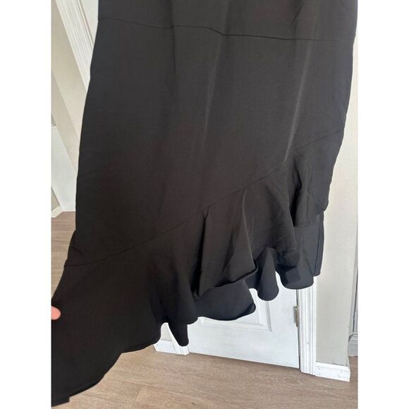 LOFT Wraparound Flounce Flare Dress Black Women's Plus Size 16 NEW - Picture 3 of 11